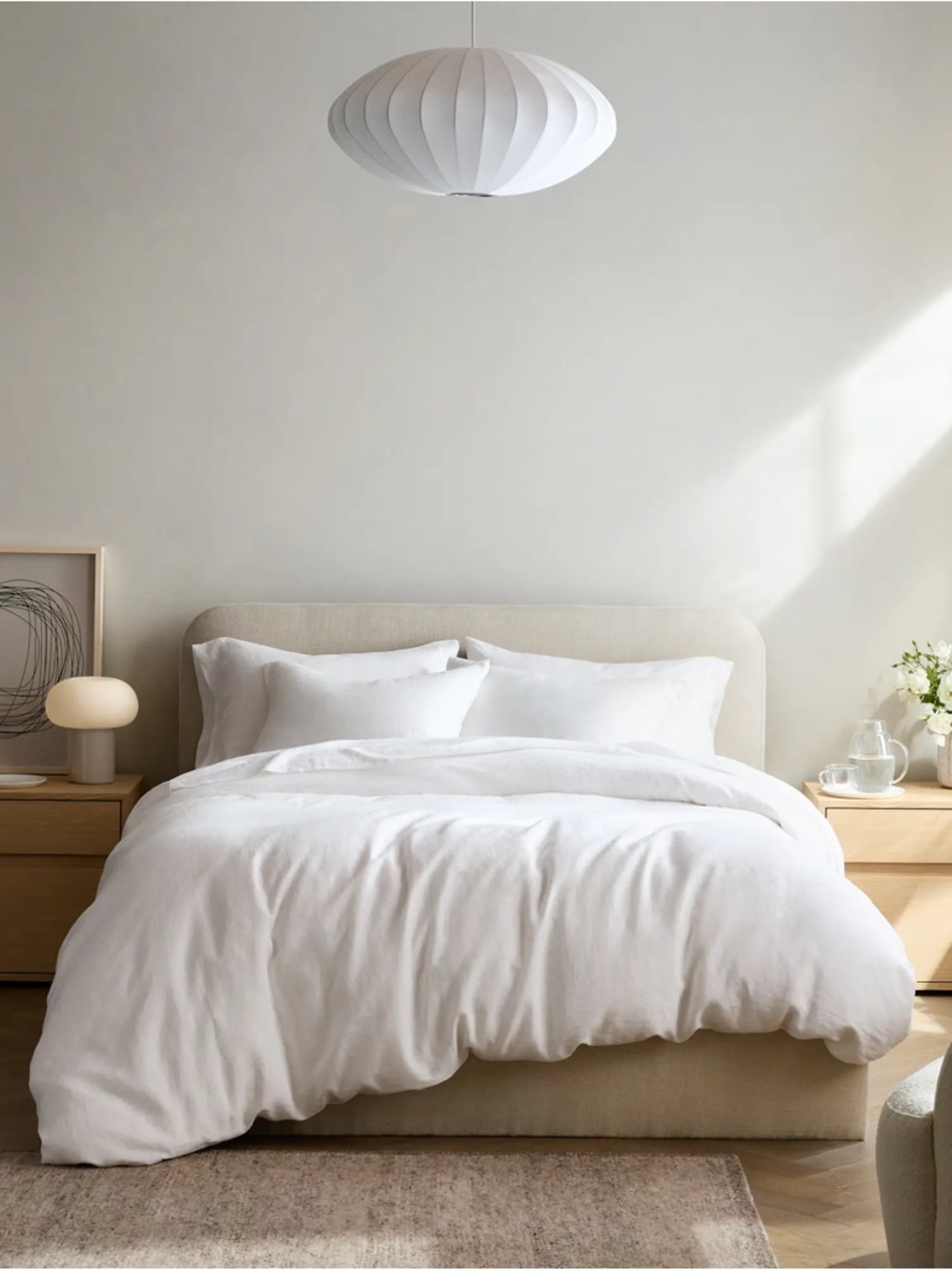 New Quince European Linen Duvet Cover Set Full/Queen White MSRP $194 Defect